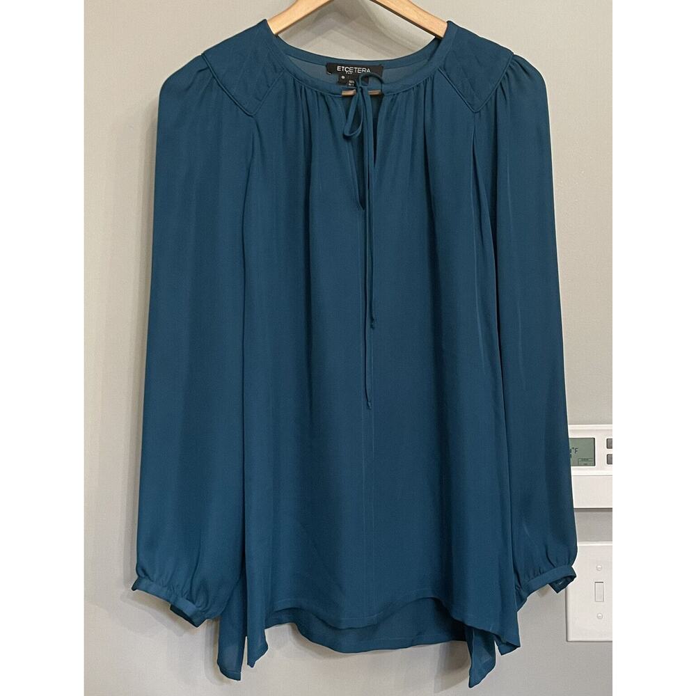 Etcetera Top Silk Long Sleeve Blouse Pullover Womens sz 8 EUC